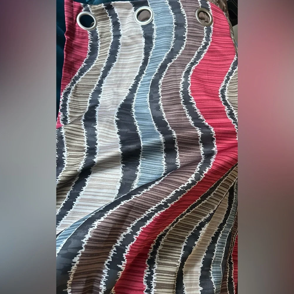 Wave Pattern 2-panel Room-Darkening Grommet Header Curtains #1010255A